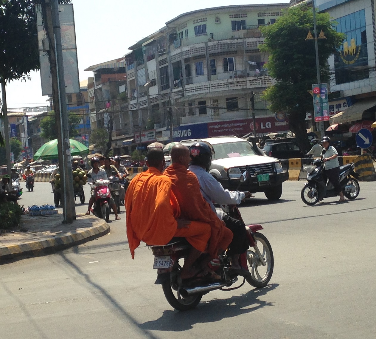 Cambodian Monks on Moto
